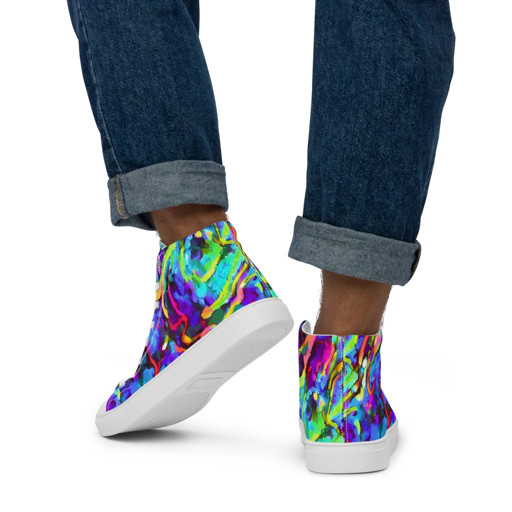Molten Chromatics on Men's High Top Canvas Shoes — Back
