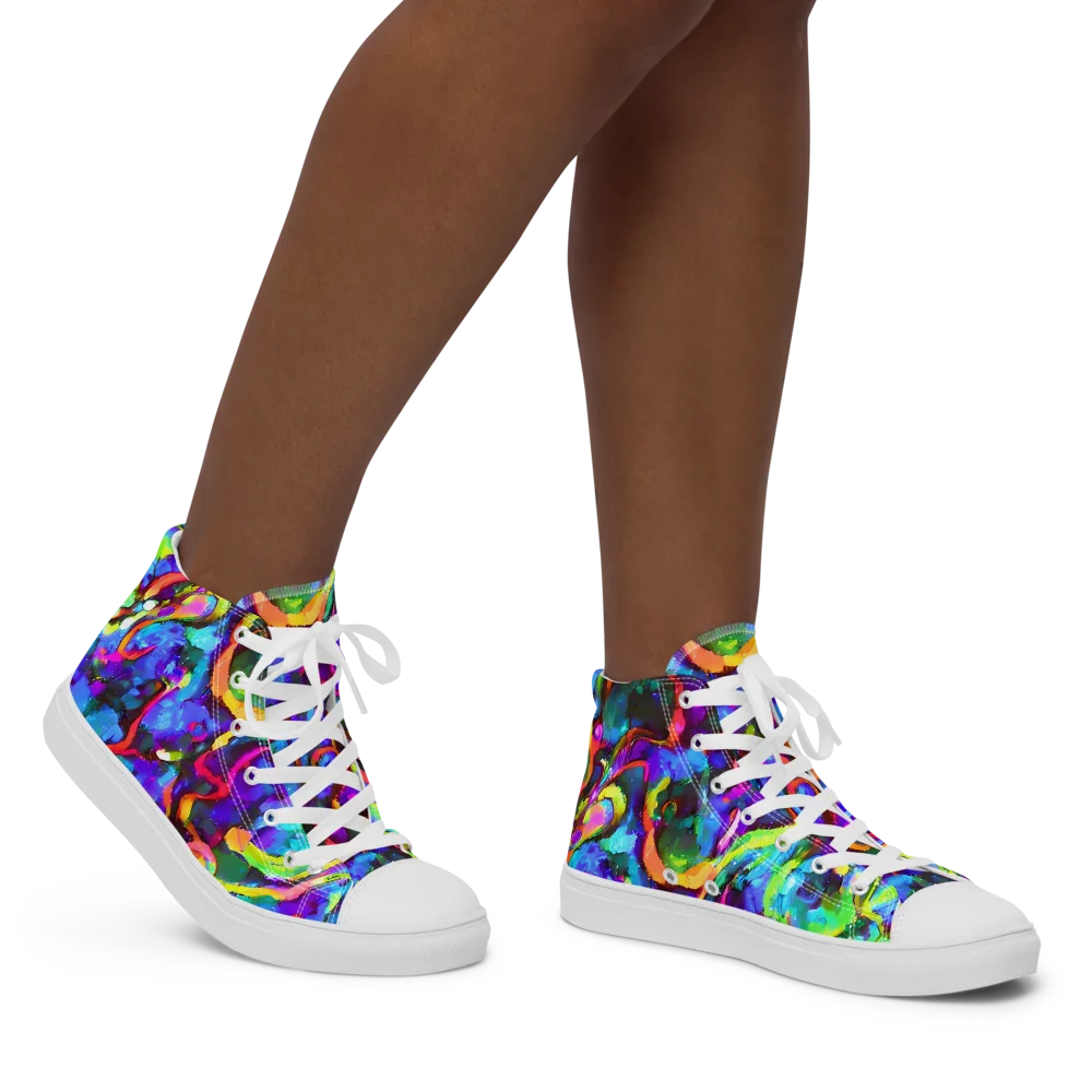 Molten Chromatics on Women's High Top Canvas Shoes — Right