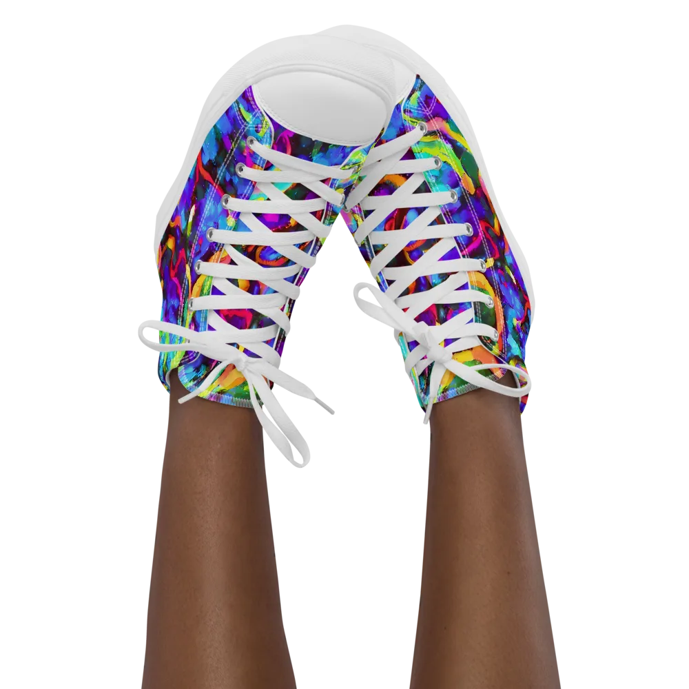 Molten Chromatics on Women's High Top Canvas Shoes — Front