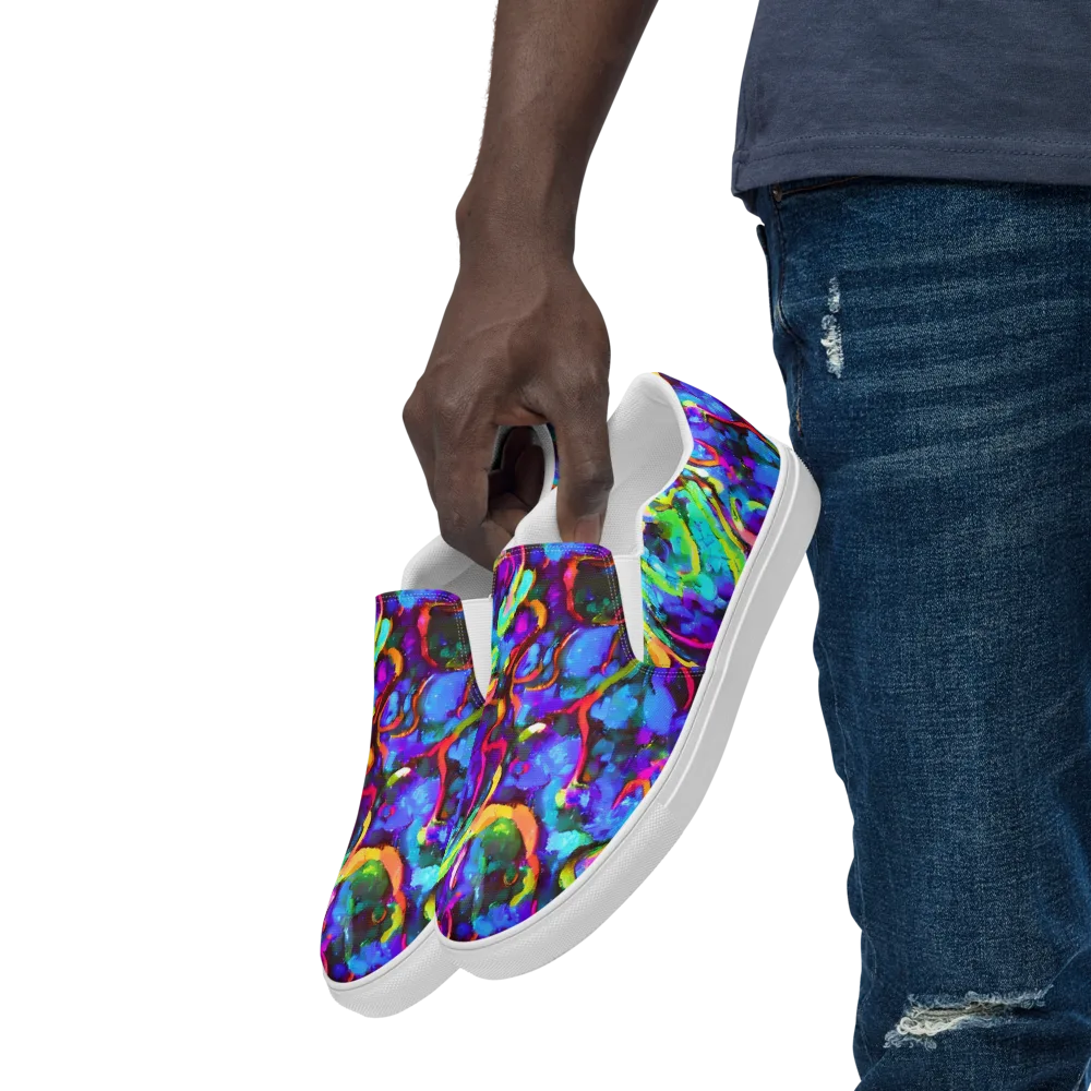 Molten Chromatics on Men's Slip-On Canvas Shoes — Left Front