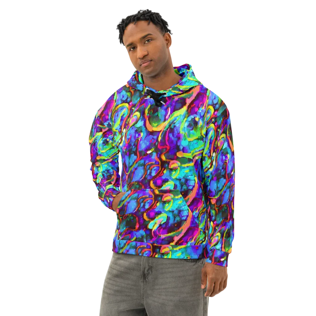 Molten Chromatics on Cotton Hoodie — Left Front