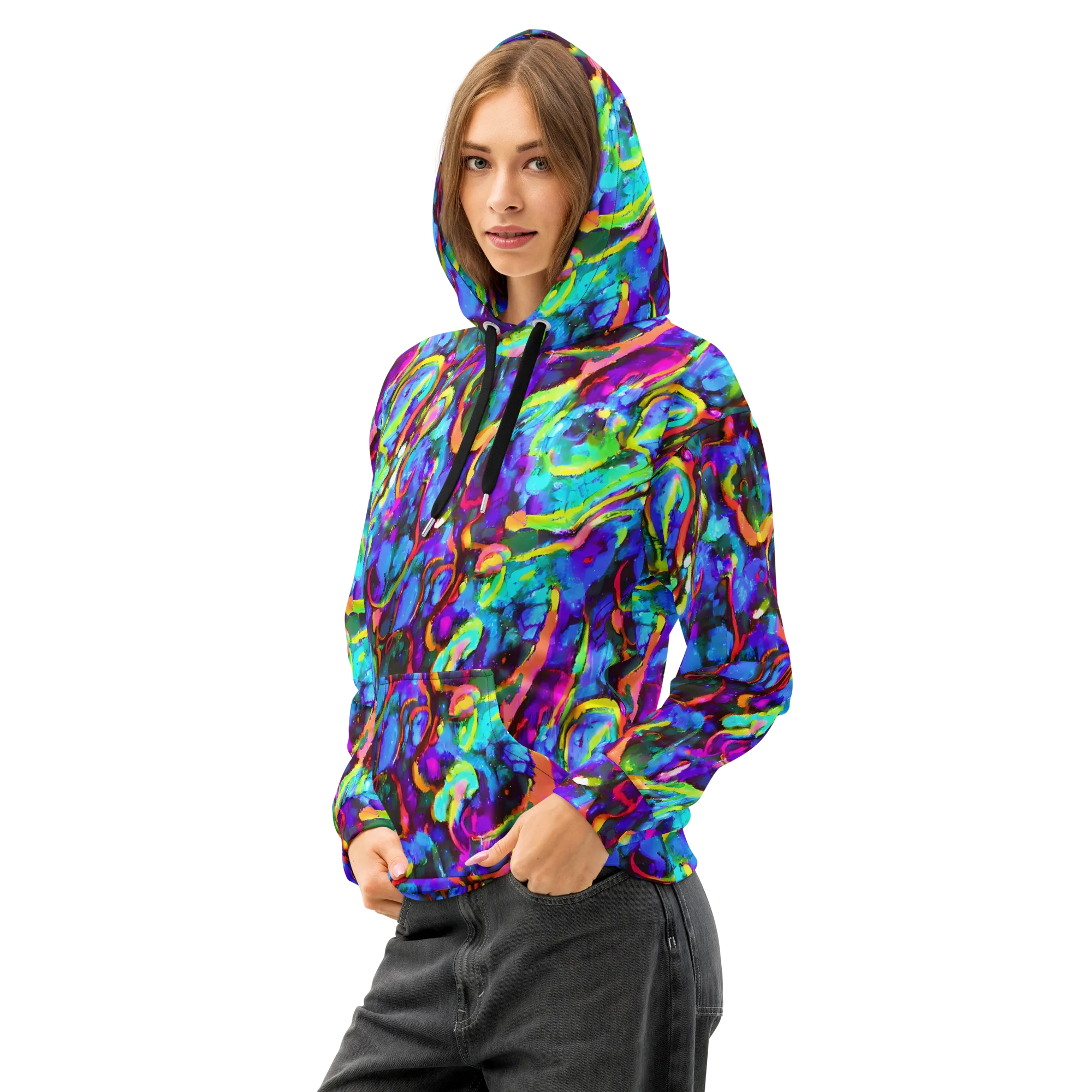 Molten Chromatics on Cotton Hoodie — Left Front