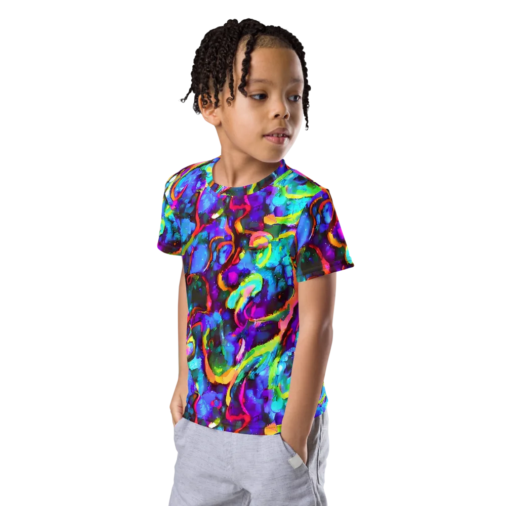 Molten Chromatics on Kids Crew Neck T-Shirt — Left Front