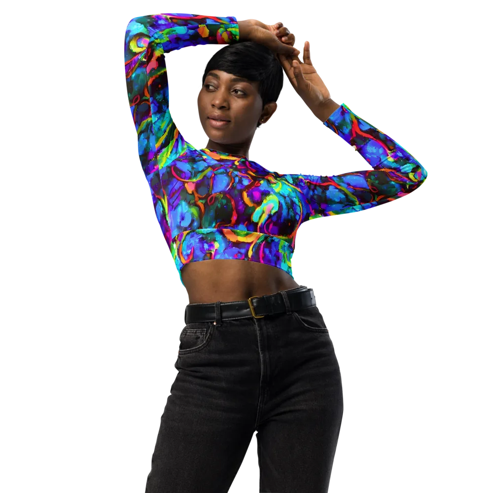 Molten Chromatics on Long Sleeve Crop Top — Front