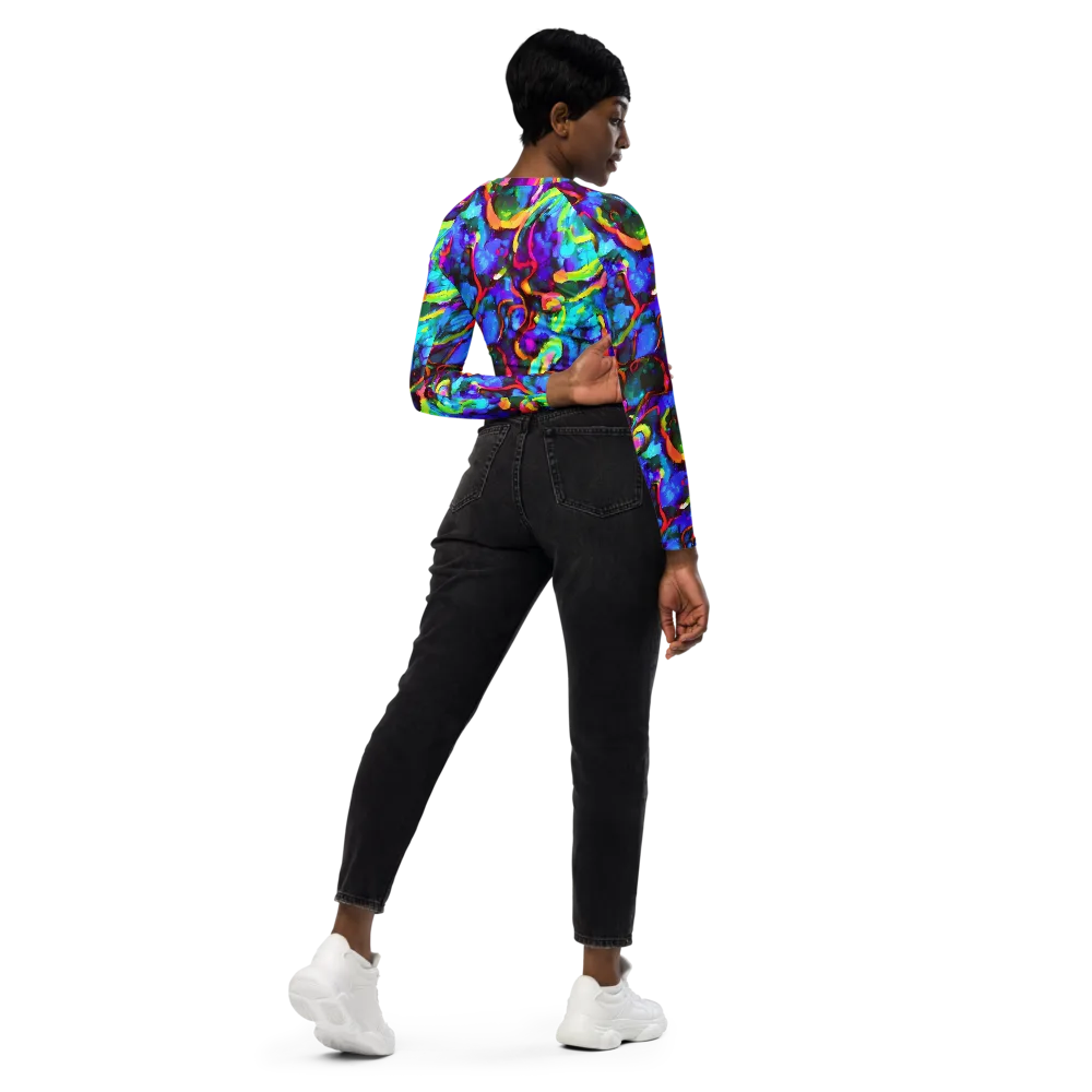 Molten Chromatics on Long Sleeve Crop Top — Right Back