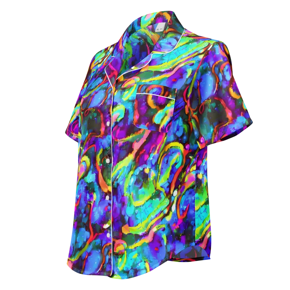 Molten Chromatics on Women's Short Sleeve Pajama Top — Left Front
