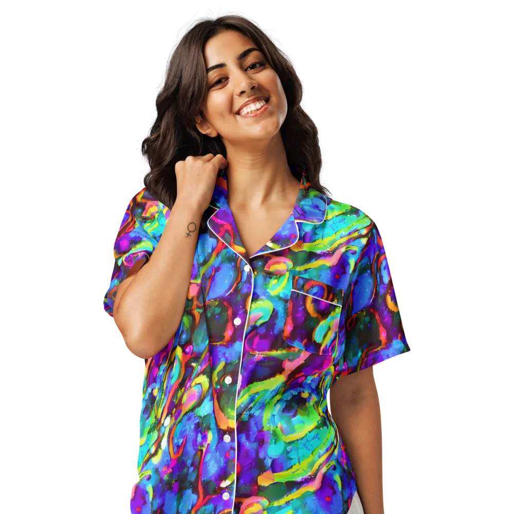 Molten Chromatics on Women's Short Sleeve Pajama Top — Front