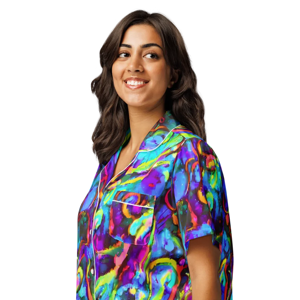 Molten Chromatics on Women's Short Sleeve Pajama Top — Left Front