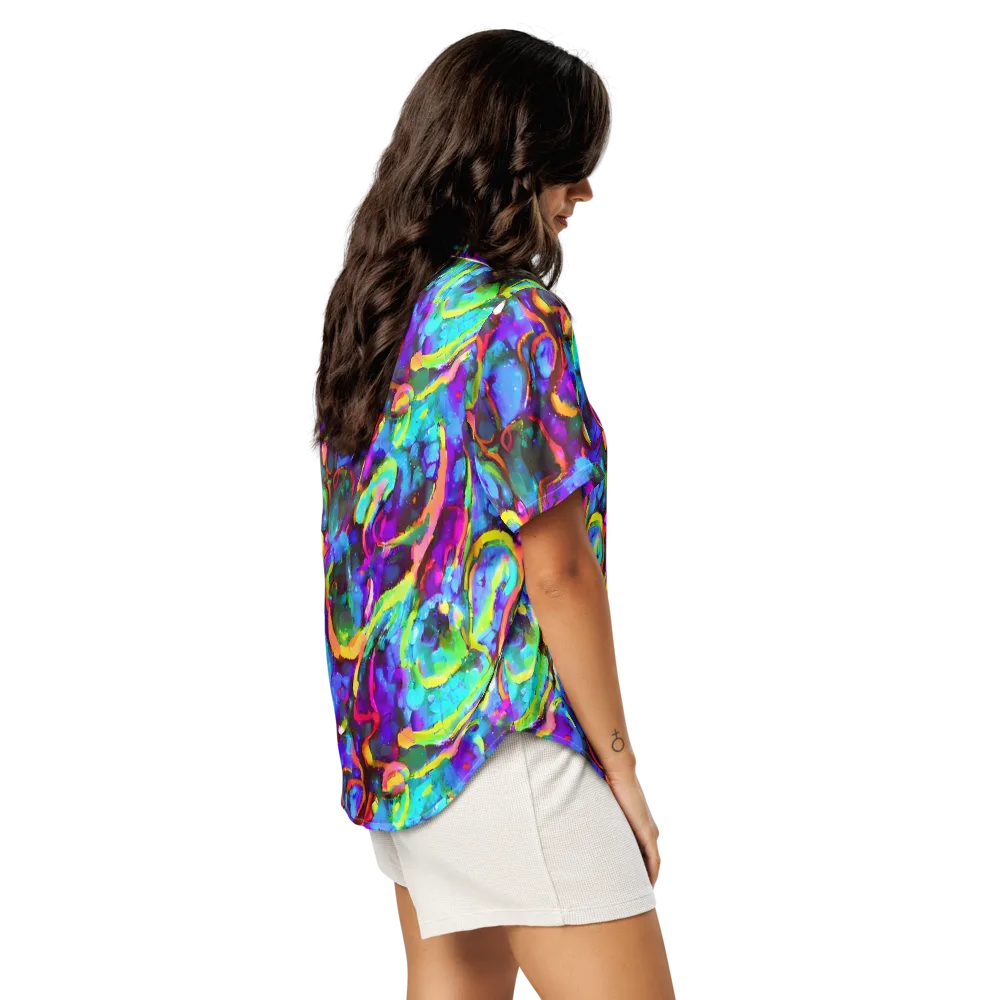 Molten Chromatics on Women's Short Sleeve Pajama Top — Right Back