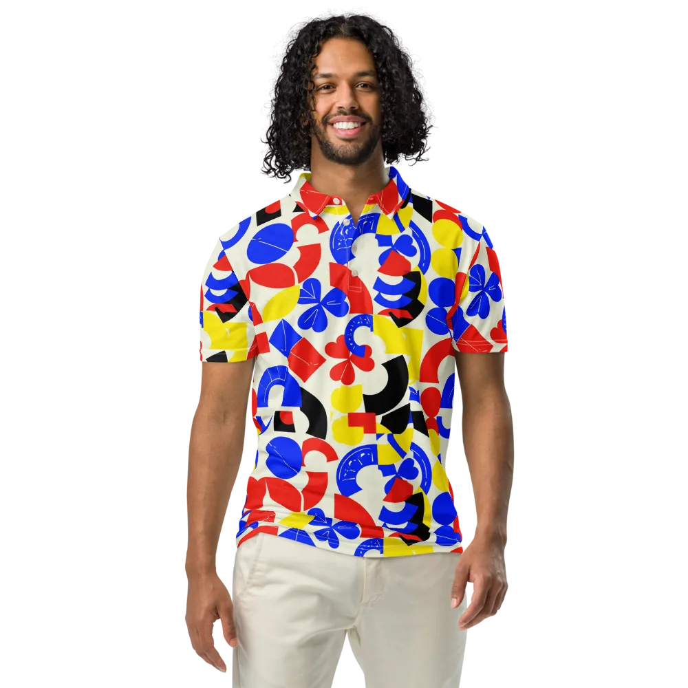 Primary Parade on Men's Slim Fit Polo Shirt — Front