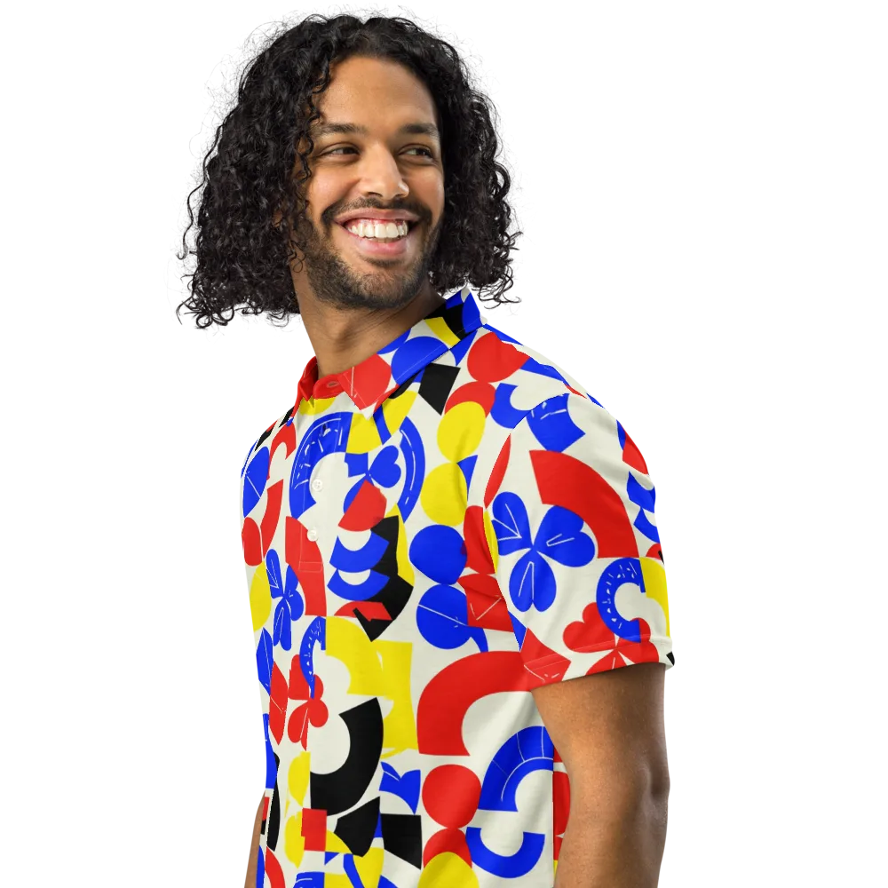 Primary Parade on Men's Slim Fit Polo Shirt — Left Front