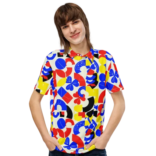 Primary Parade on a Men's Slim Fit Polo Shirt