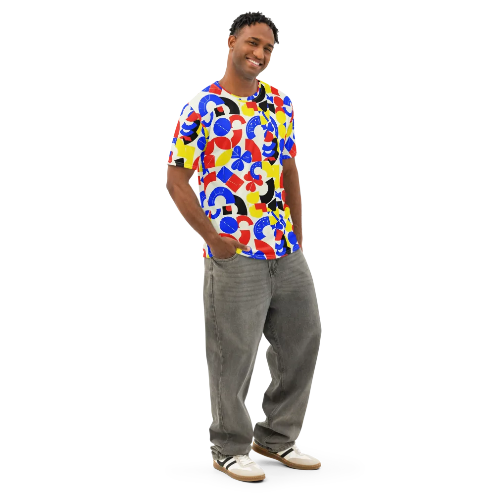 Primary Parade on Men's Cotton Crew Neck T-Shirt — Right Front