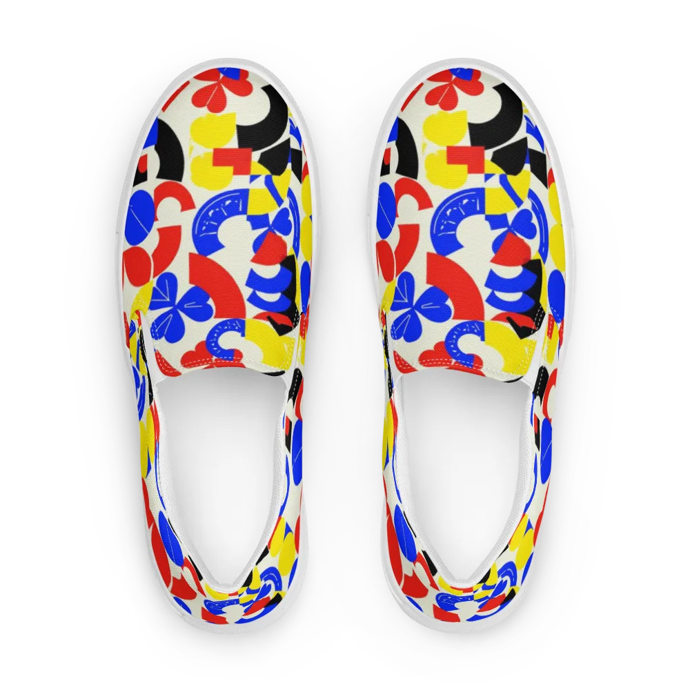 Primary Parade on Men's Slip-On Canvas Shoes — Front