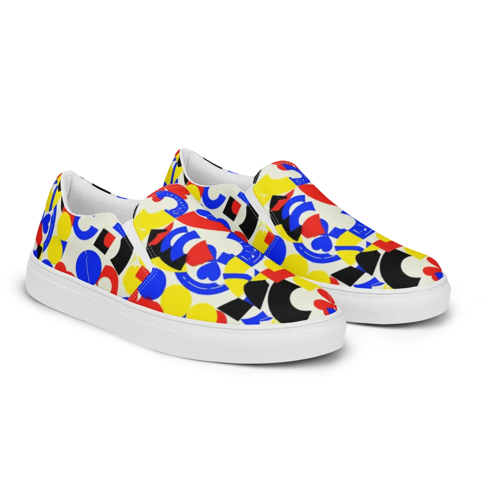 Primary Parade on Men's Slip-On Canvas Shoes — Right Front