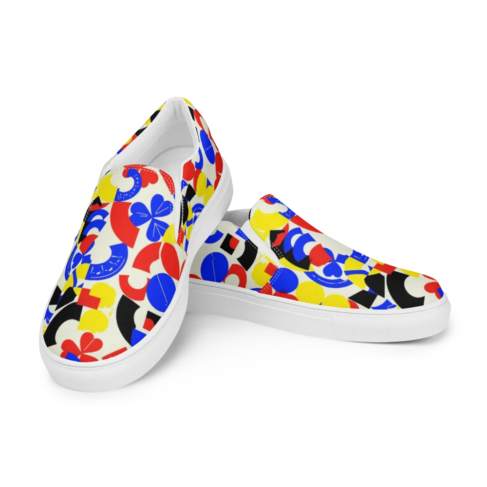 Primary Parade on Men's Slip-On Canvas Shoes — Left Front