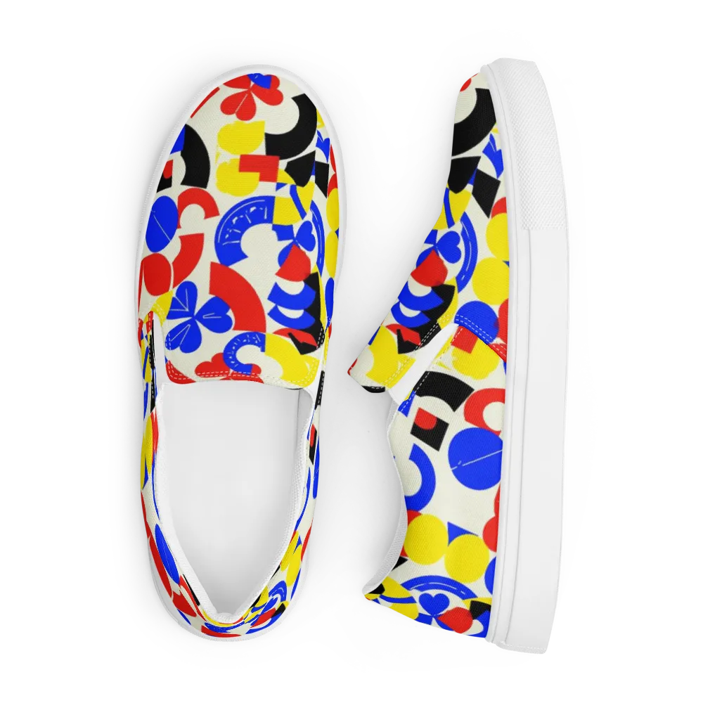 Primary Parade on Men's Slip-On Canvas Shoes — Front