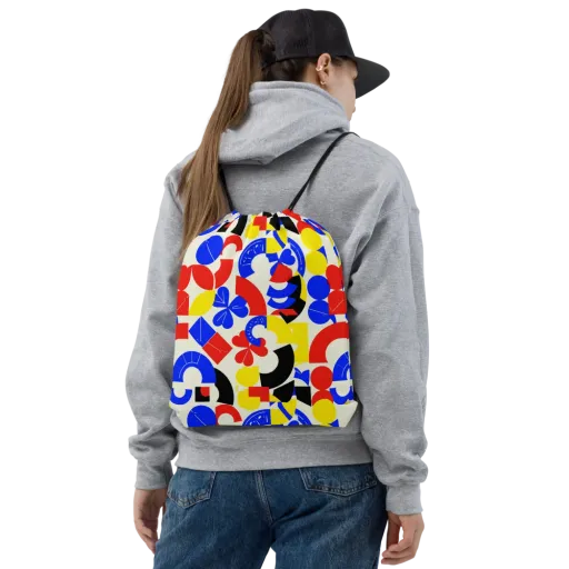 Primary Parade on a Drawstring Bag