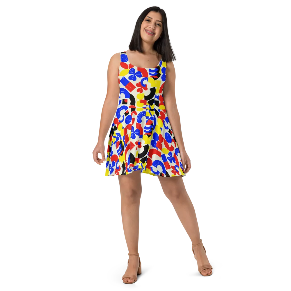 Primary Parade on Skater Dress — Front