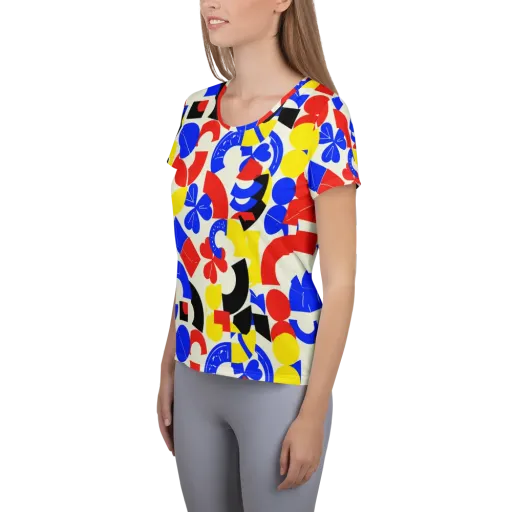 Primary Parade on a Women's Athletic T-Shirt