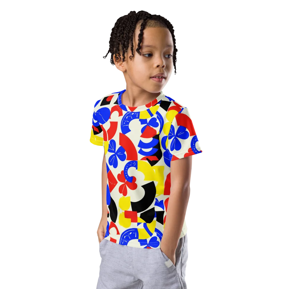 Primary Parade on Kids Crew Neck T-Shirt — Left Front