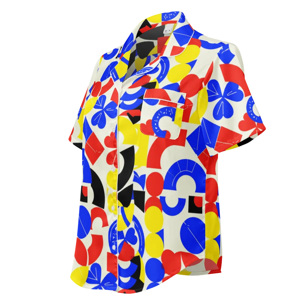 Primary Parade on Women's Short Sleeve Pajama Top — Left Front