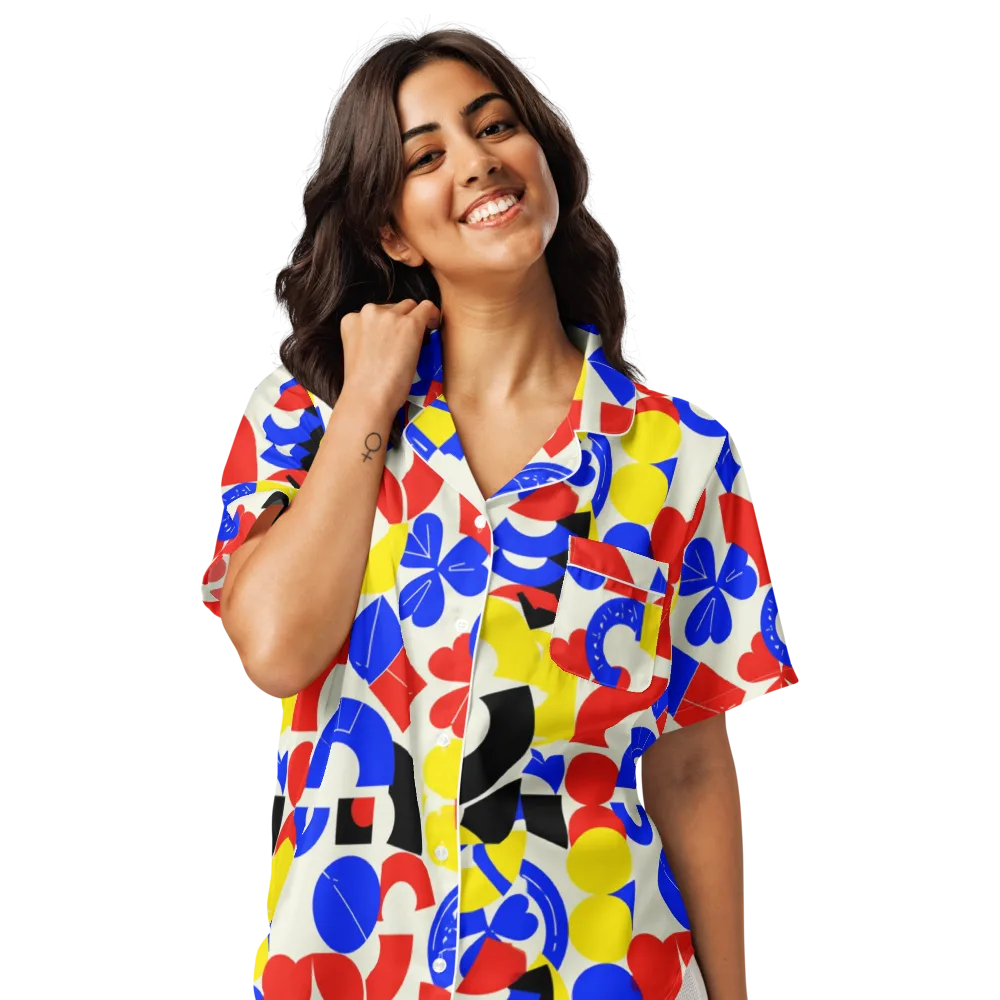 Primary Parade on Women's Short Sleeve Pajama Top — Front