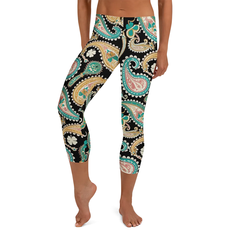 Clover Caravan on Capri Leggings — Front