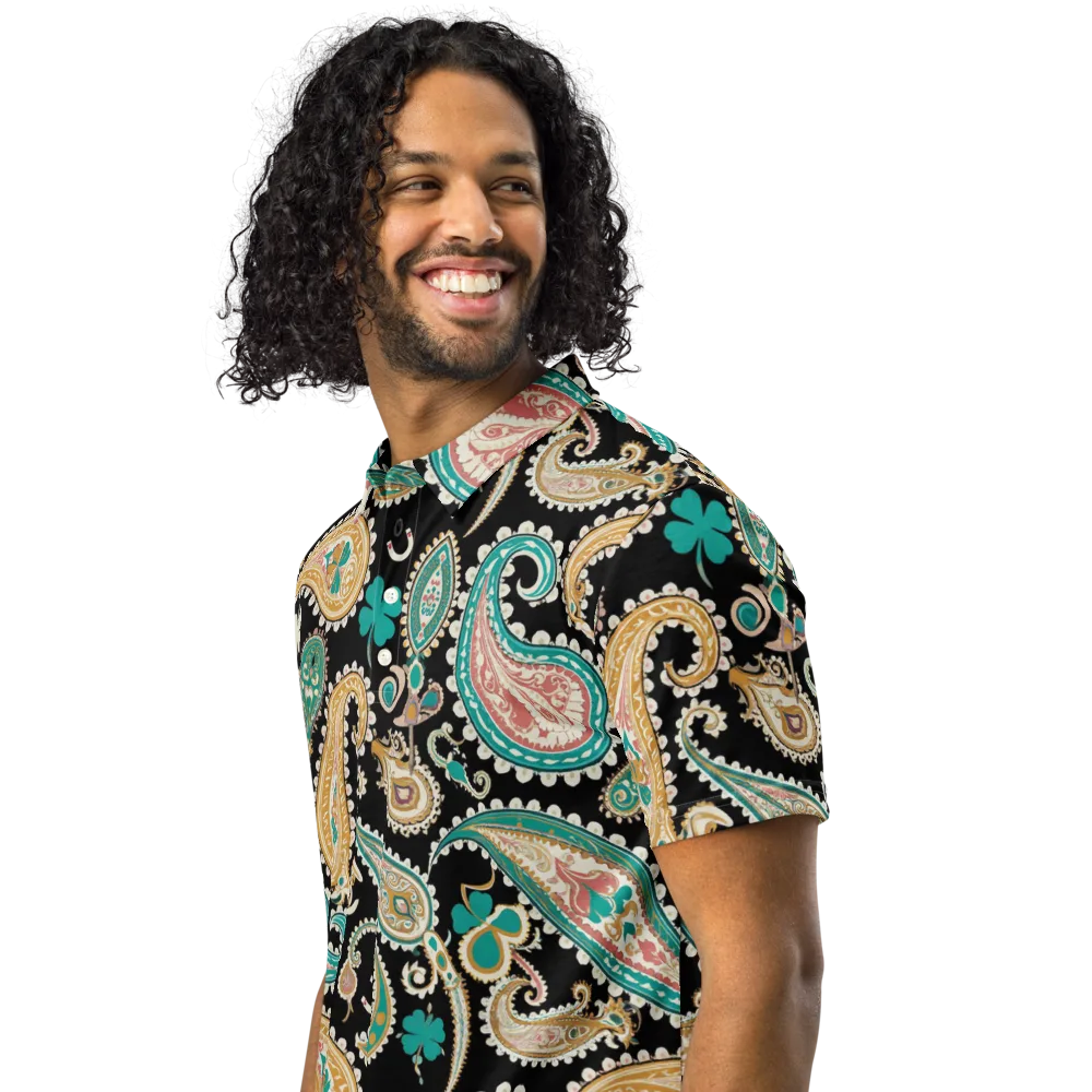 Clover Caravan on Men's Slim Fit Polo Shirt — Left Front