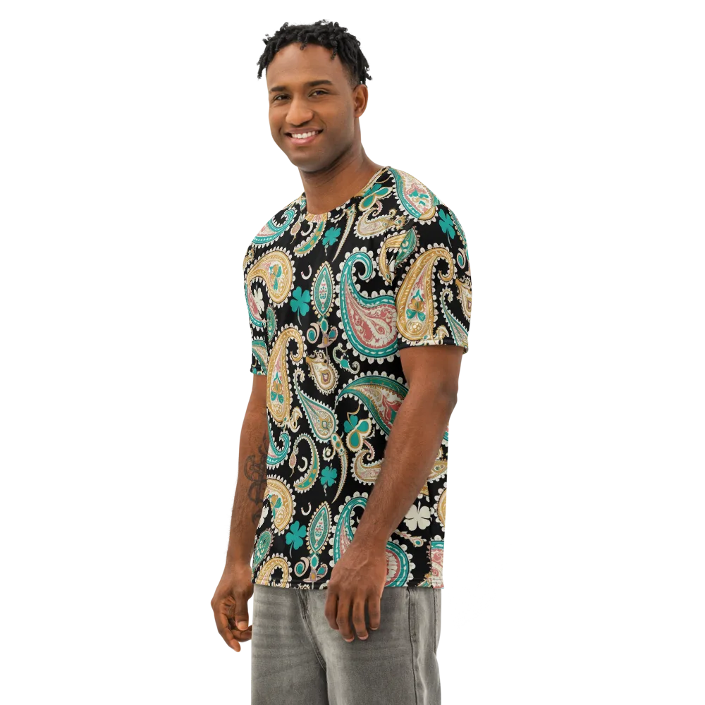 Clover Caravan on Men's Cotton Crew Neck T-Shirt — Left Front