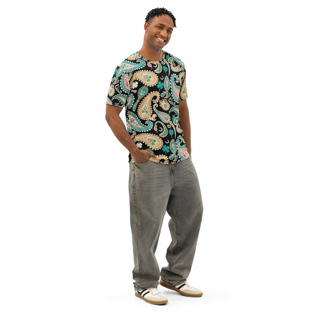 Clover Caravan on Men's Cotton Crew Neck T-Shirt — Right Front