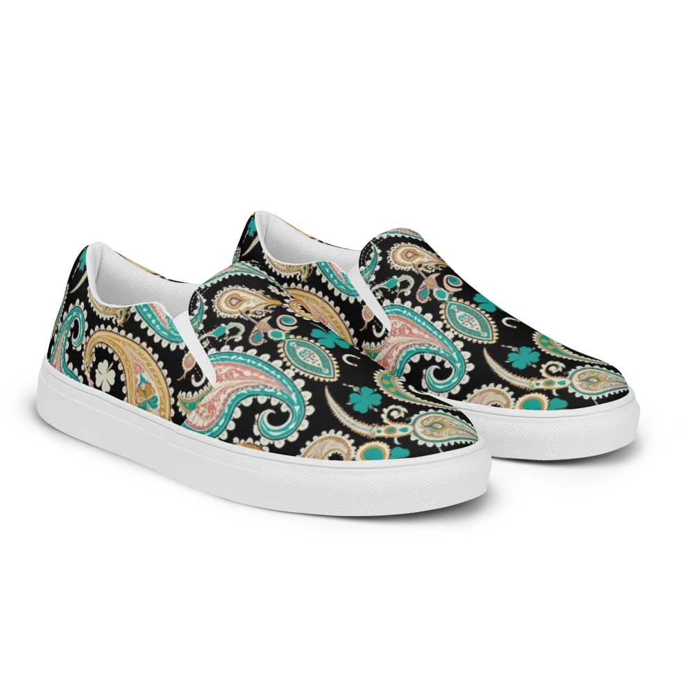 Clover Caravan on Men's Slip-On Canvas Shoes — Right Front