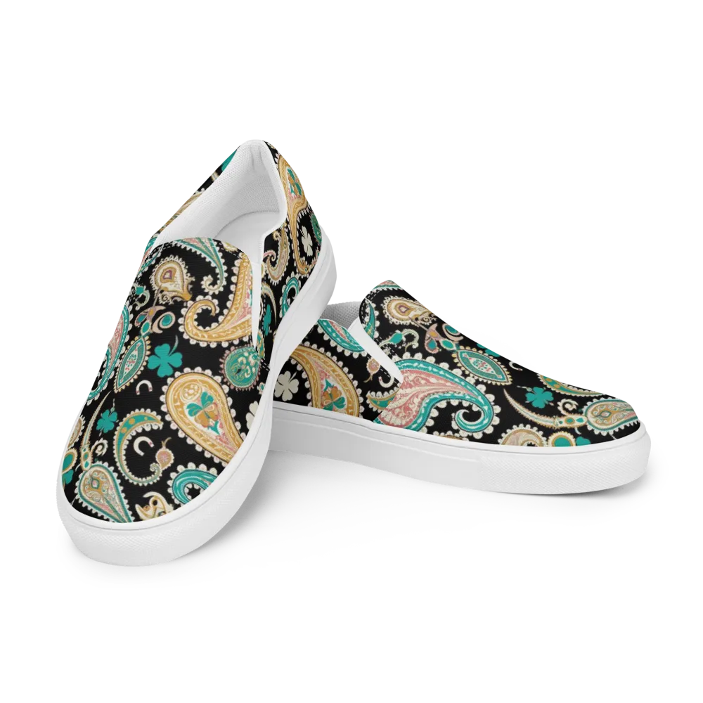 Clover Caravan on Men's Slip-On Canvas Shoes — Left Front