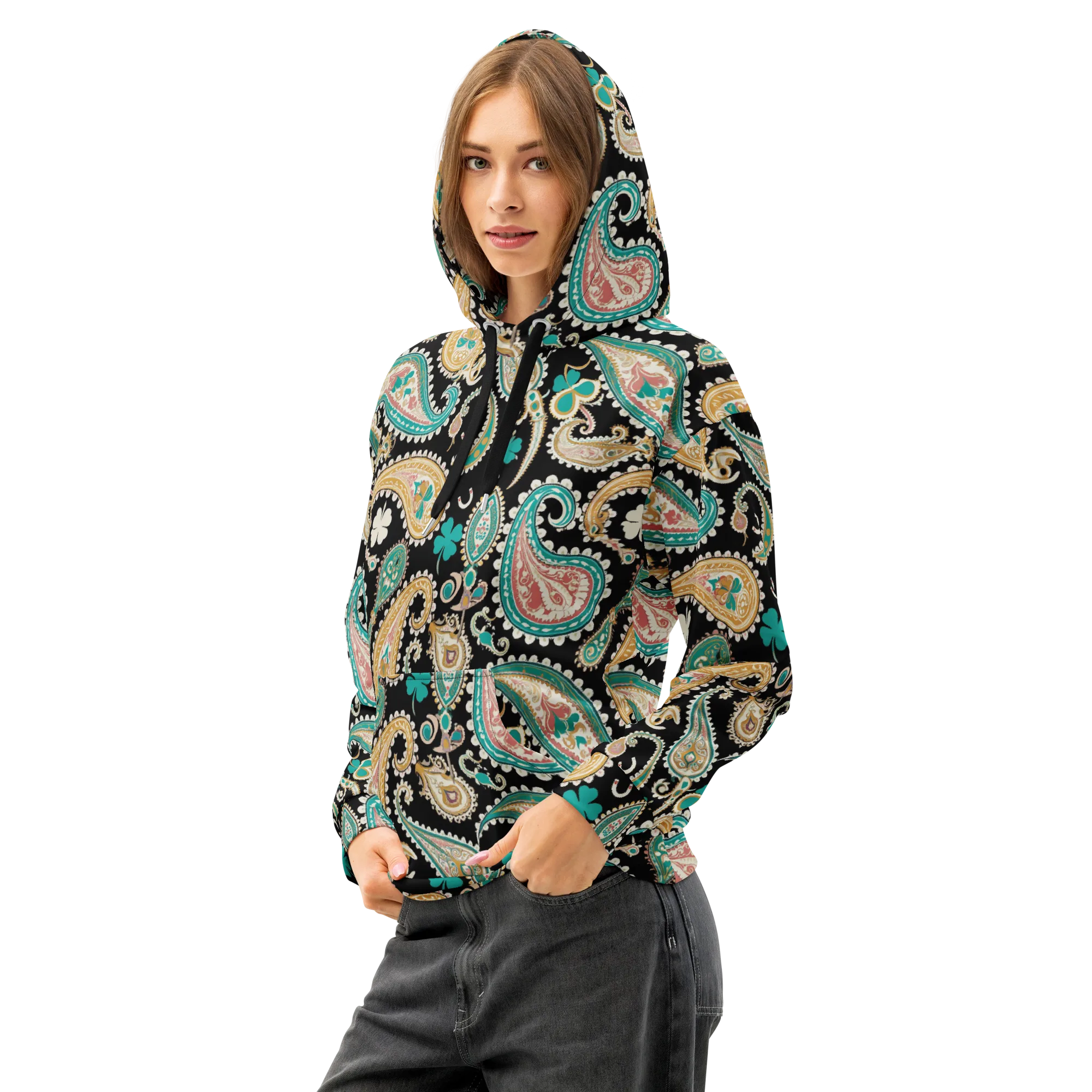 Clover Caravan on Cotton Hoodie — Left Front