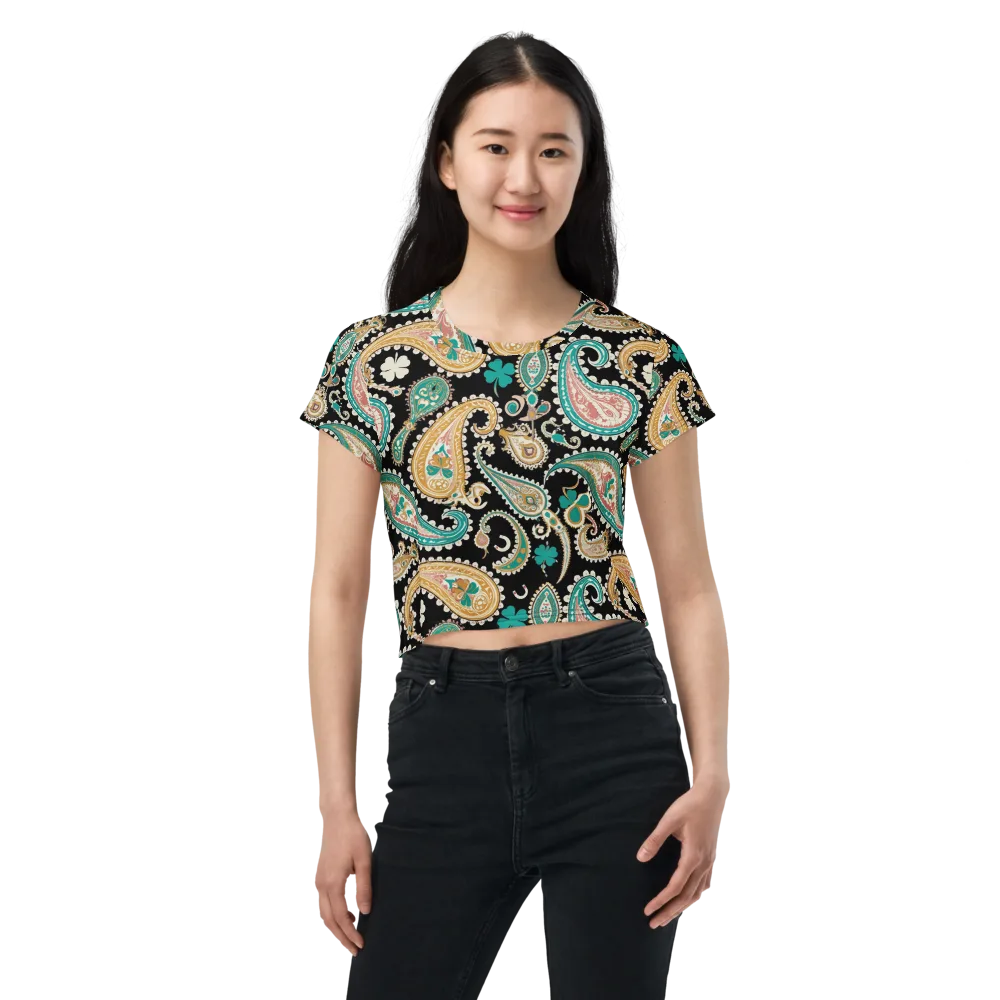 Clover Caravan on Crop Tee — Front