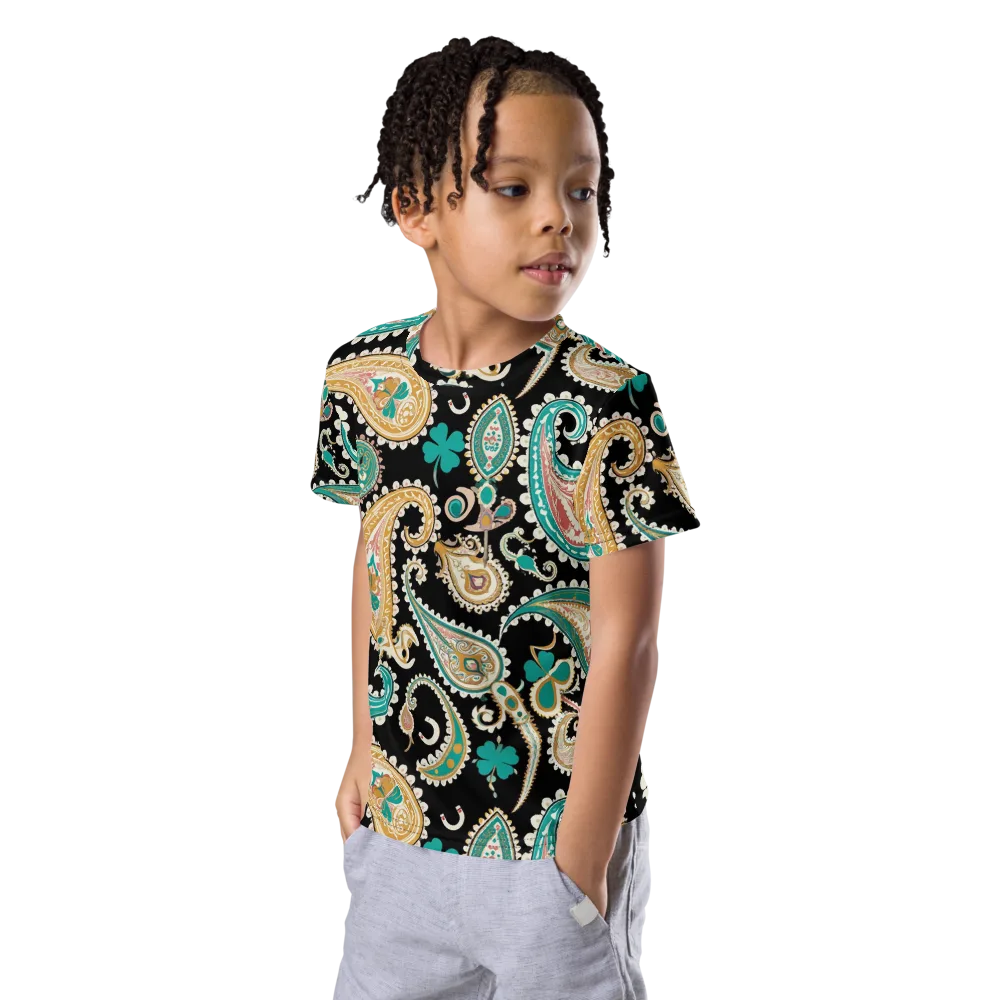 Clover Caravan on Kids Crew Neck T-Shirt — Left Front