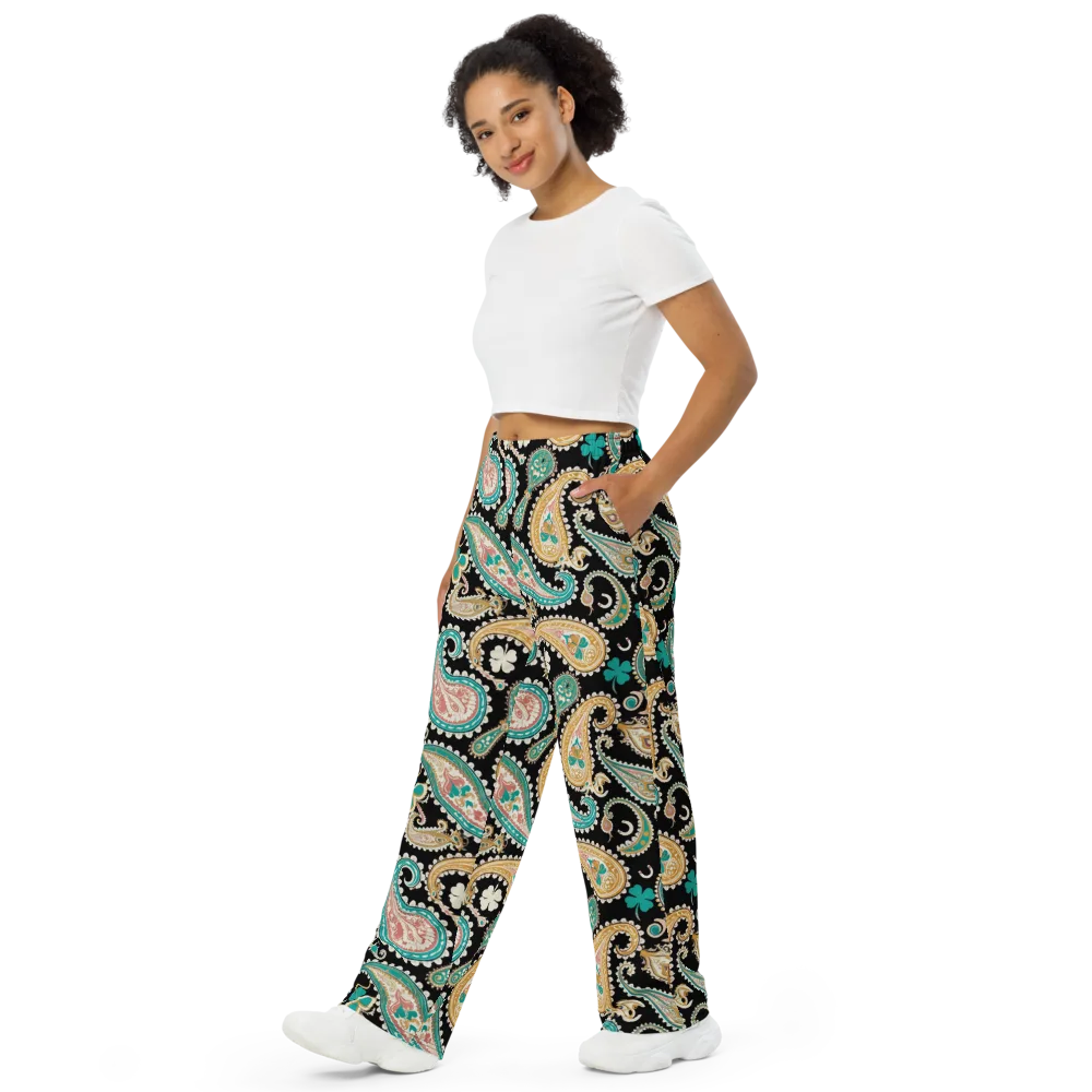 Clover Caravan on Wide-Leg Pants — Left Front