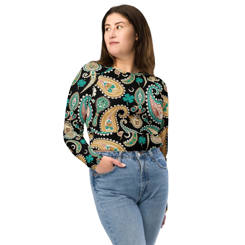 Clover Caravan on Long Sleeve Crop Top — Front
