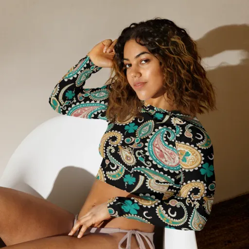 Clover Caravan on a Long Sleeve Crop Top