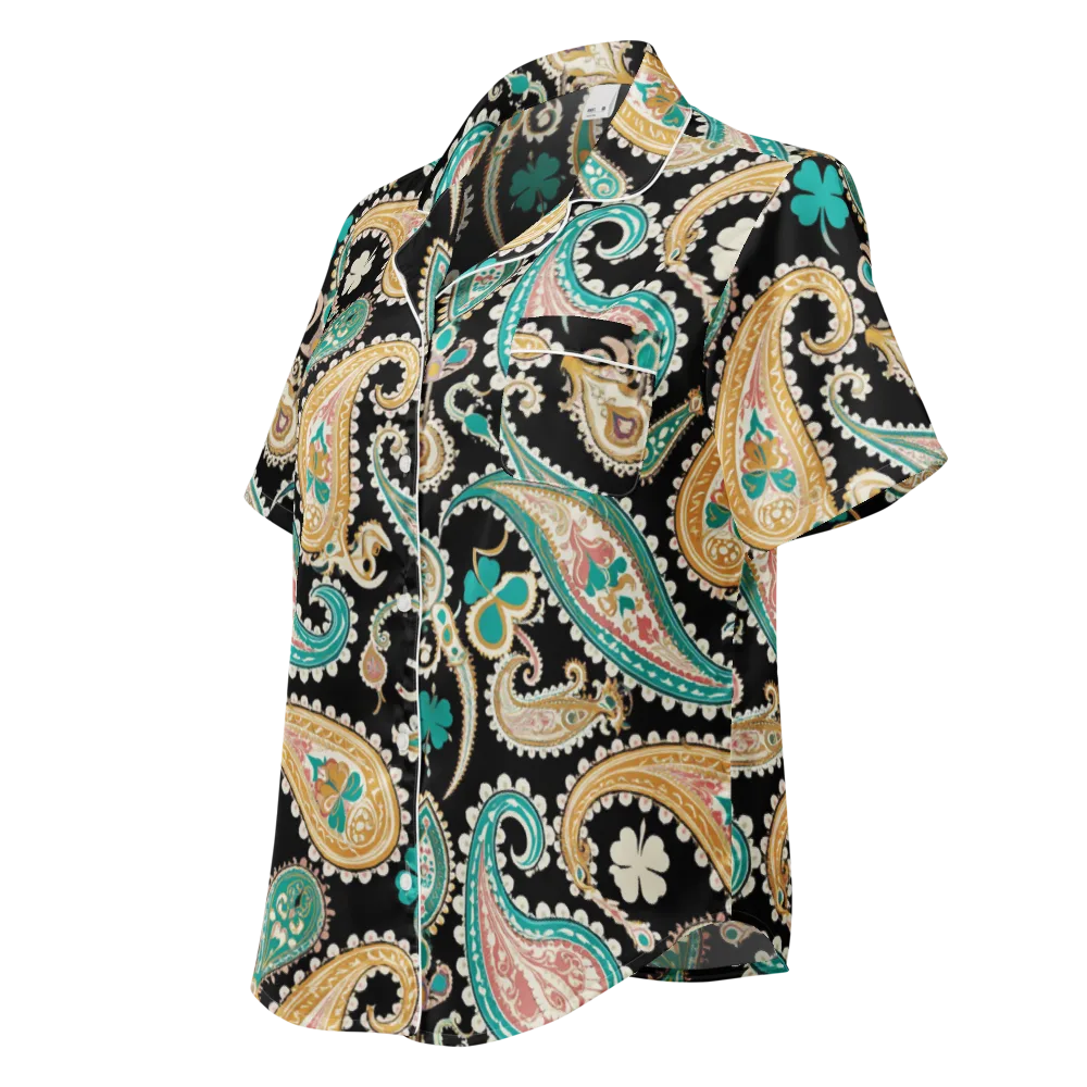 Clover Caravan on Women's Short Sleeve Pajama Top — Left Front