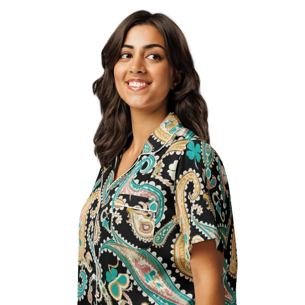 Clover Caravan on Women's Short Sleeve Pajama Top — Left Front