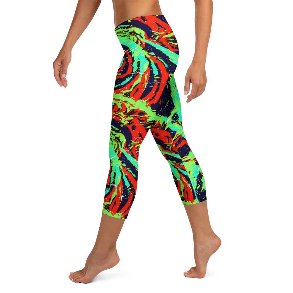 Cyber Jungle on Capri Leggings — Left