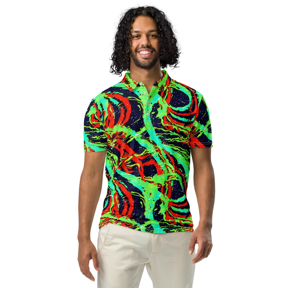 Cyber Jungle on Men's Slim Fit Polo Shirt — Front