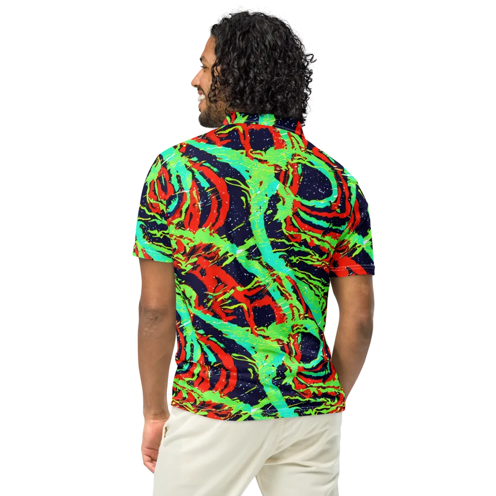 Cyber Jungle on Men's Slim Fit Polo Shirt — Back