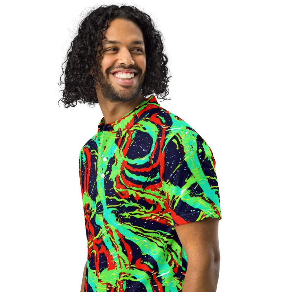 Cyber Jungle on Men's Slim Fit Polo Shirt — Left Front