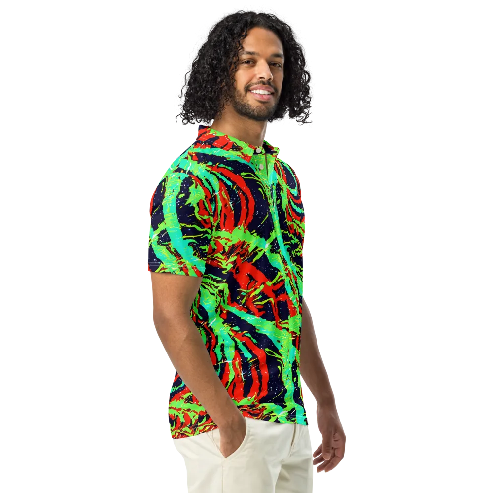 Cyber Jungle on Men's Slim Fit Polo Shirt — Right Front