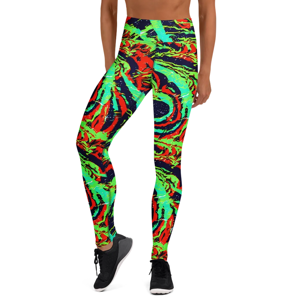 Cyber Jungle on Yoga Leggings — Front