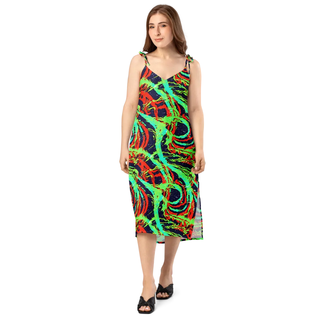 Cyber Jungle on Slip Dress — Front