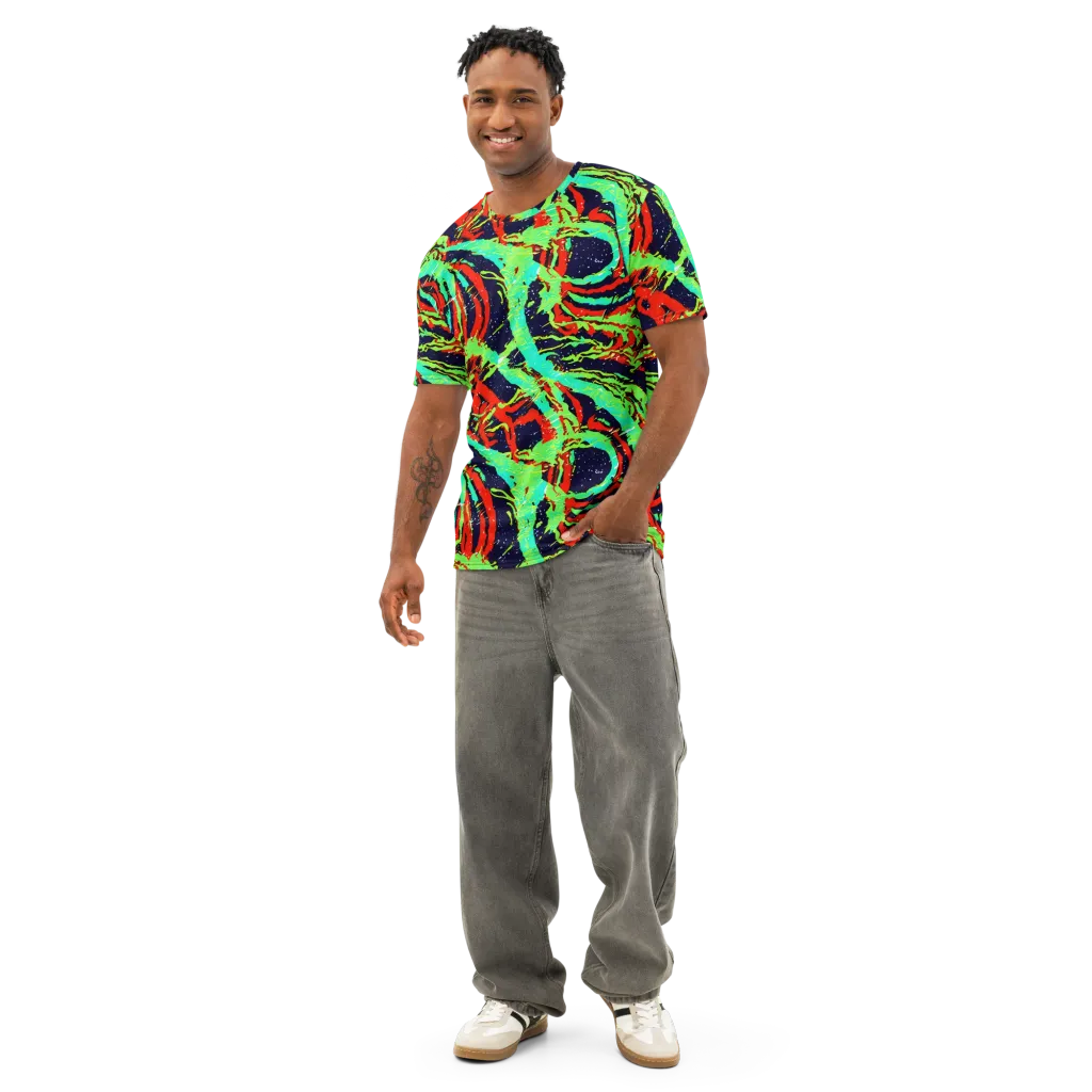 Cyber Jungle on Men's Cotton Crew Neck T-Shirt — Front