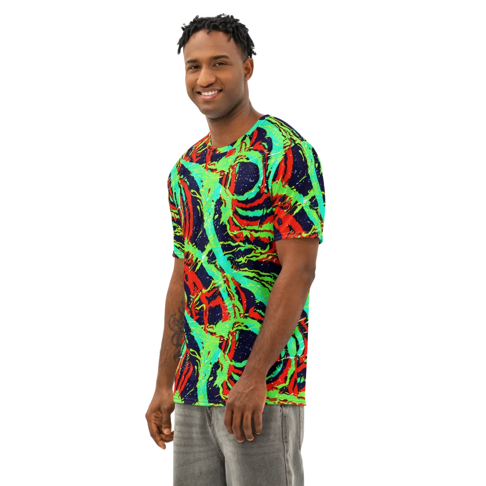 Cyber Jungle on Men's Cotton Crew Neck T-Shirt — Left Front